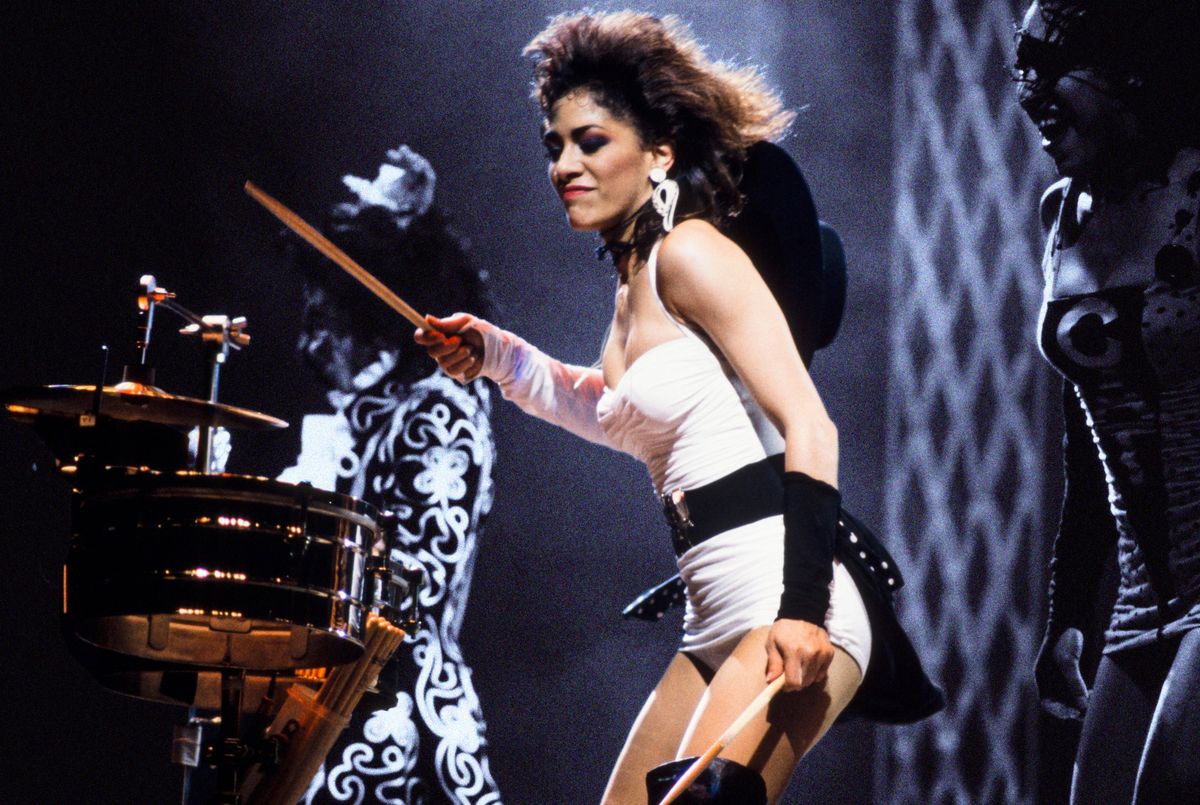 Percussionist Sheila E performing on stage