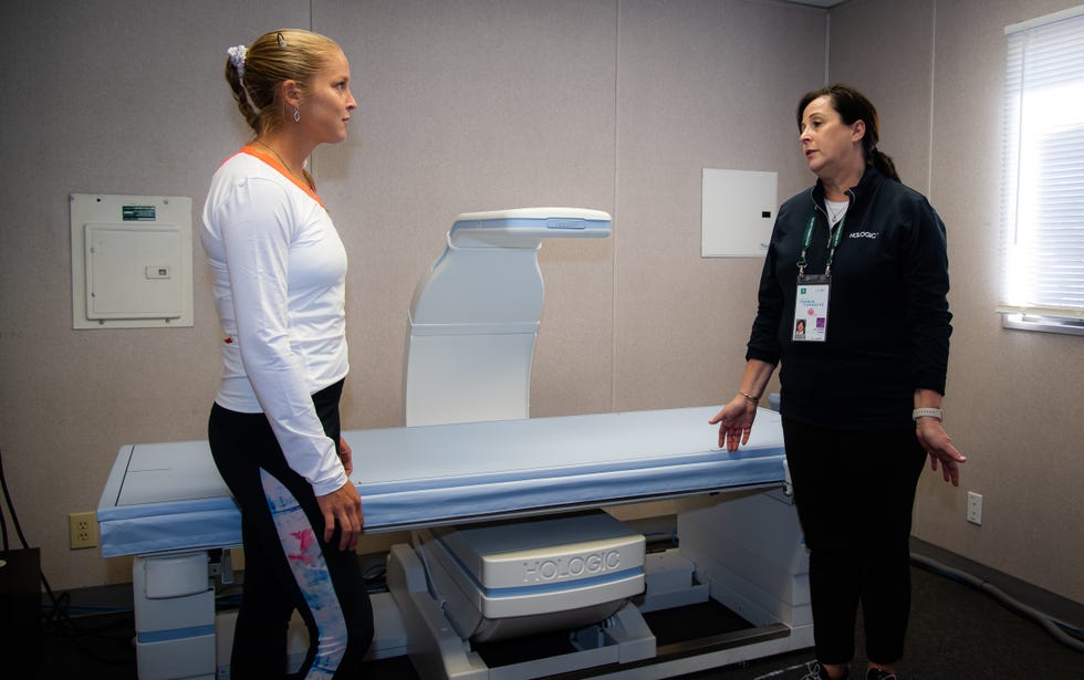 shelby rogers of the united states at the 2022 bnp paribas open gets a bone scan