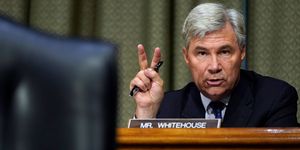 sen sheldon whitehouse, d ri, speaks during a senate judiciary committee hearing on a probe of the fbis russia investigation on capitol hill in washington, dc on  november 10, 2020 photo by susan walsh  pool  afp photo by susan walshpoolafp via getty images
