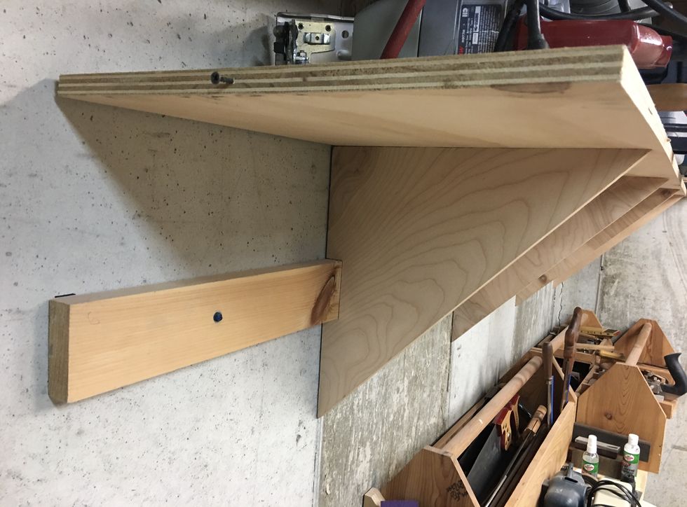 workshop shelves attached to the wall