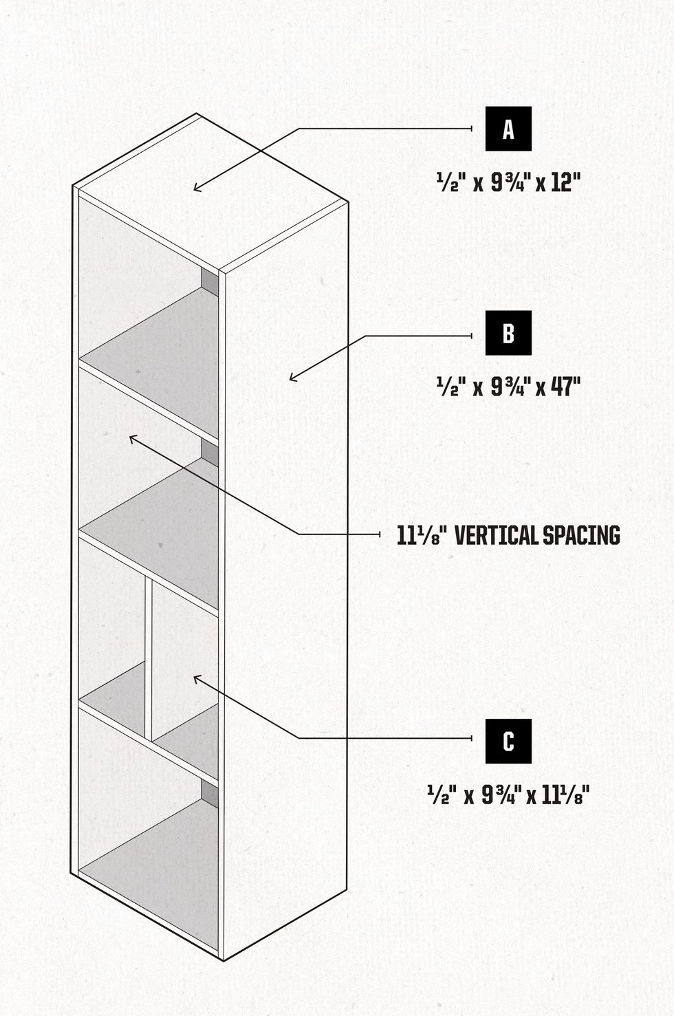 diy shelving diagram
