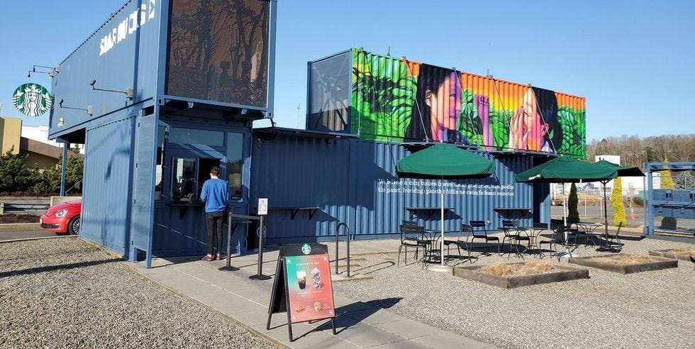 unique fast food restaurants starbucks shipping container