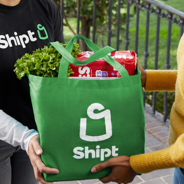 shipt grocery bag full of a variety of groceries and household items