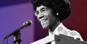 african american educator and us congresswoman shirley chisholm speaks at a podium at the democratic national convention, miami beach, florida, july 1972 photo by pictorial paradegetty images