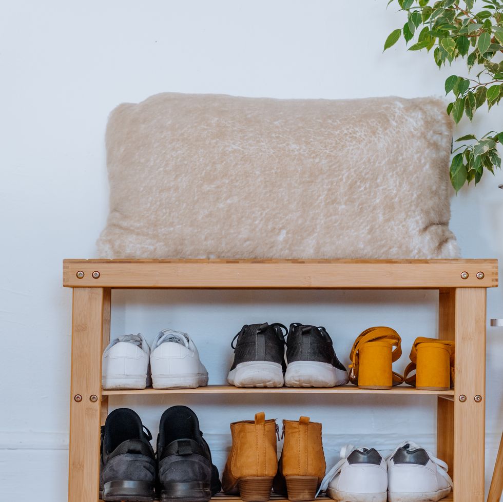 shoe rack with family shoes