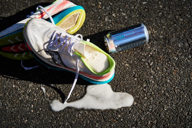 a shoe filled with beer