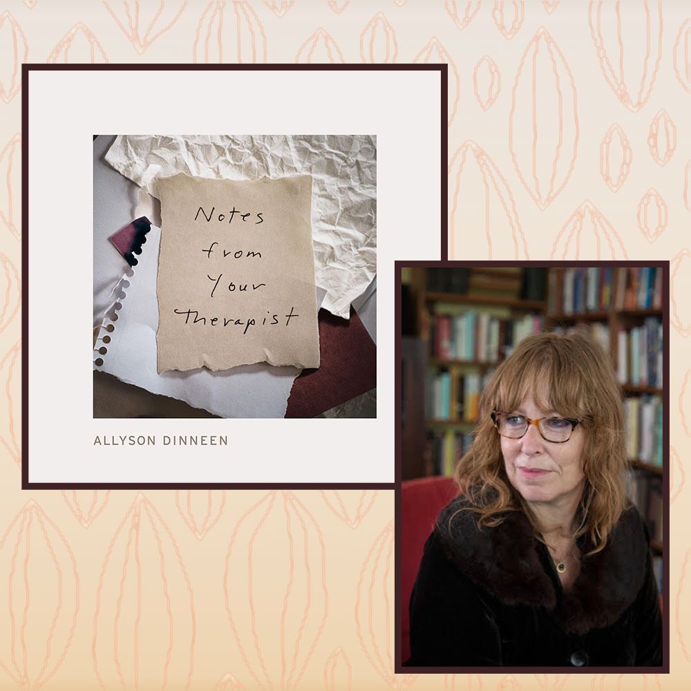 notes from your therapist book next to a photo of allyson dinneen