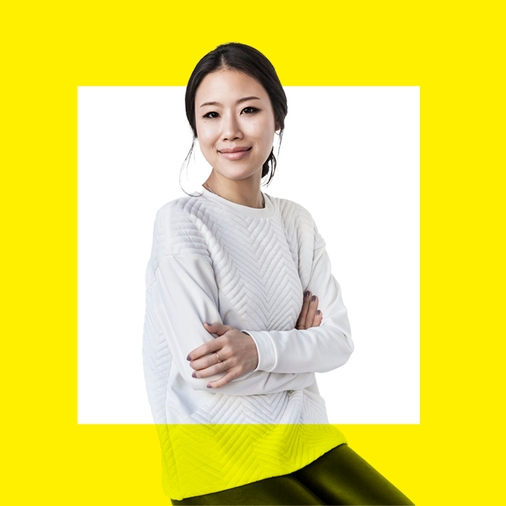alicia yoon over yellow background