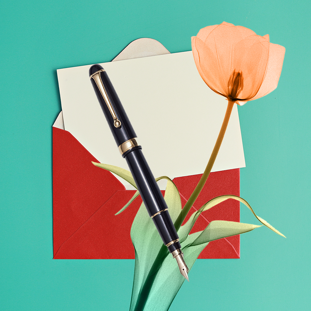 envelope pen flower