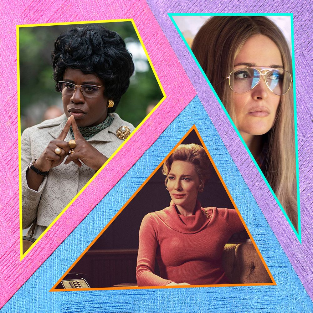 uzo aduba, rose byrn, and cate blanchett as shirley chisholm, gloria steinem, and phyllis schlafly in "mrs america"