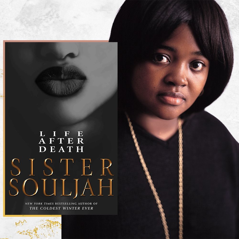 dressed in black, sister souljah is paired with her latest novel, life after death