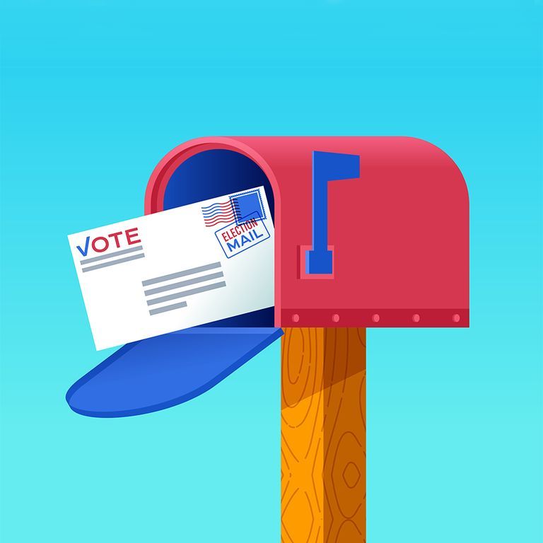 illustration of mailbox with mail in ballot
