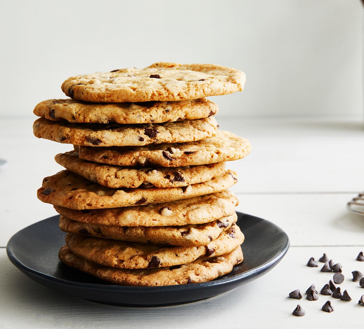 a pile of chocolate chip cookies