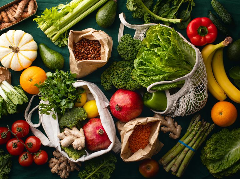 shopping or delivery of fresh and healthy vegetarian food concept
