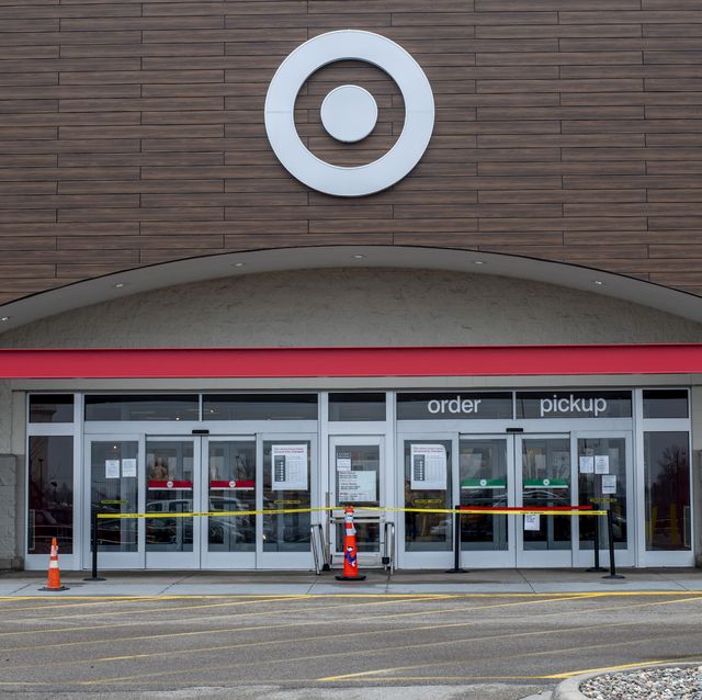 shoreview, minnesota, target closes one entrance to control the flow of people entering and leaving the store due to the coronavirus pandemic