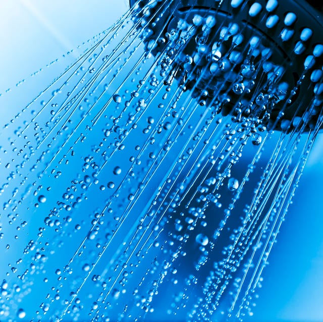 shower with running water drops