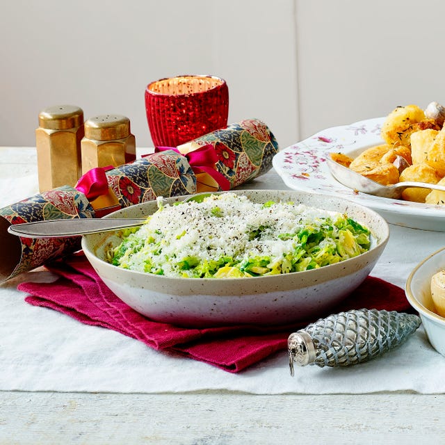 shredded brown butter and parmesan sprouts