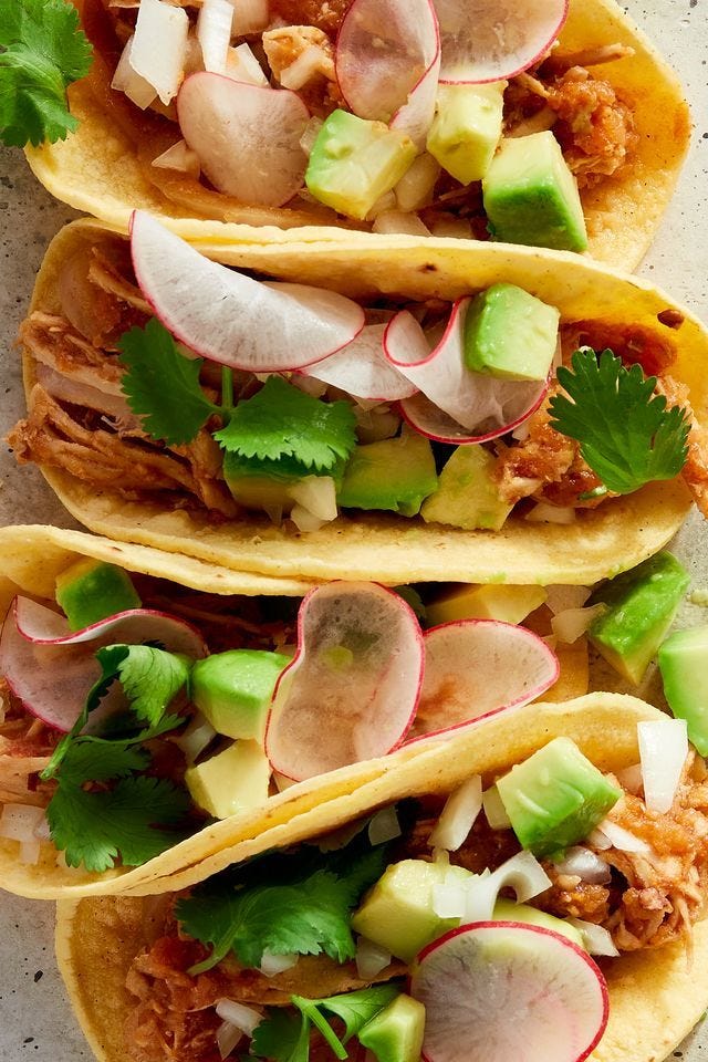 shredded chicken tacos