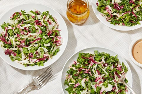 Shredded Kale Tri-Color Salad with Creamy Garlic Vinaigrette for Nourish column in Voraciously shredded kale tricolor salad with creamy garlic vinaigrette for nourish column in voraciously