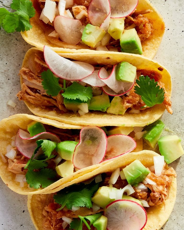 shredded chicken tacos