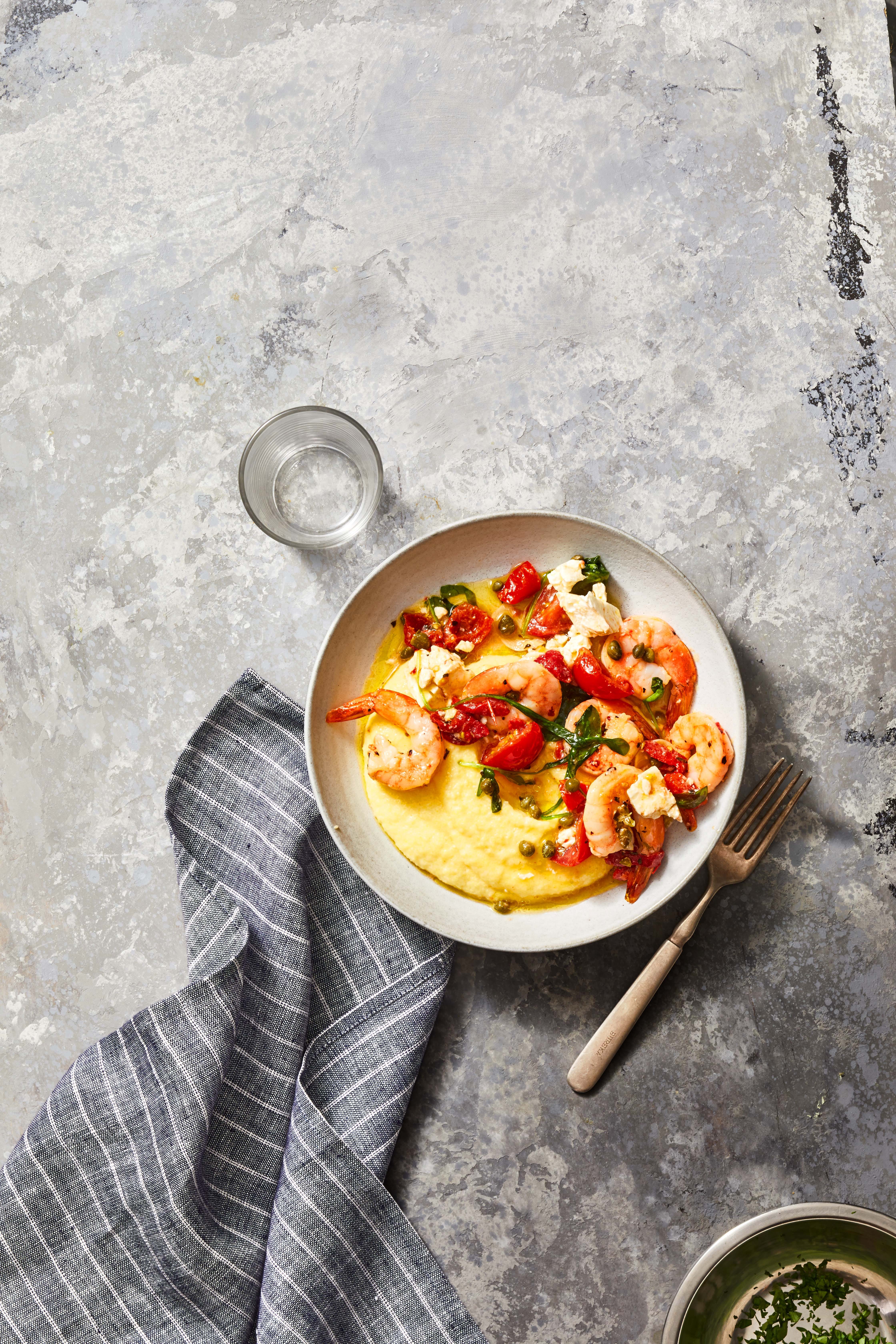 shrimp and polenta on a plate