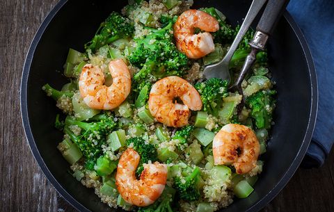 Shrimp Broccoli Quinoa stir fry