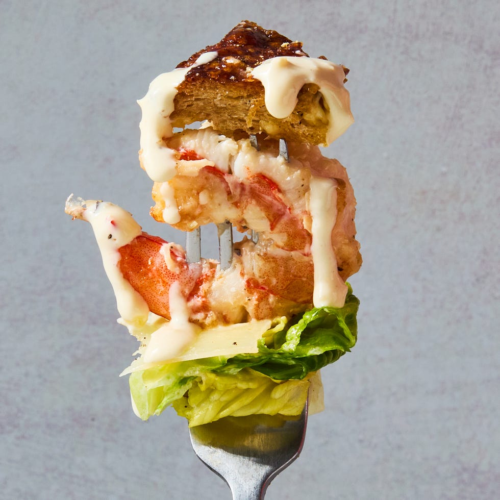 horseradish marinated seared shrimp, crisp romaine, salty shaved parm, and crunchy homemade sourdough croutons tossed in a creamy, cheesy umami packed dressing