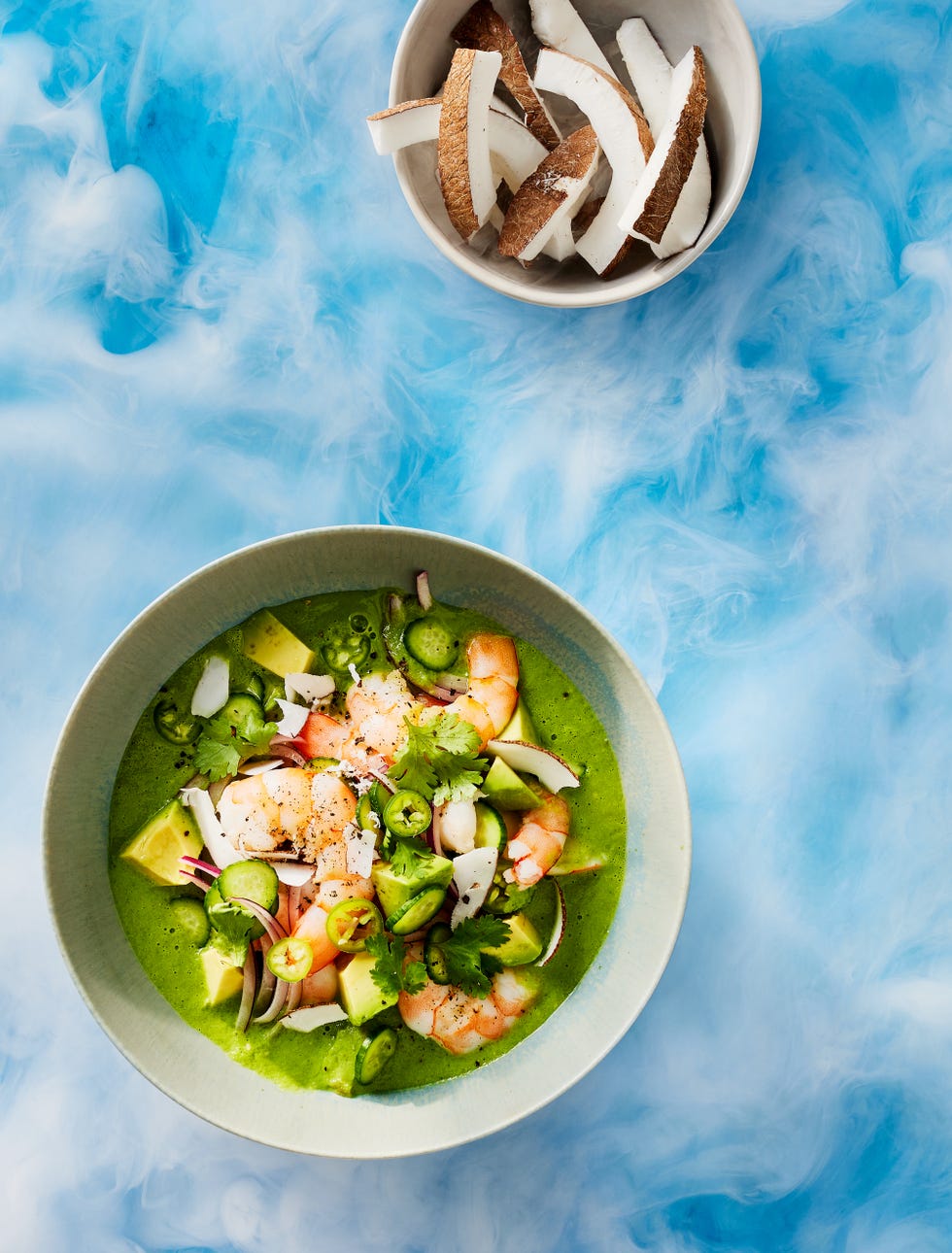 shrimp cucumber and tomatillo aguachile