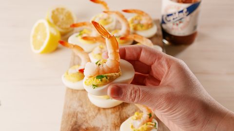 shrimp cocktail deviled egg horizontal