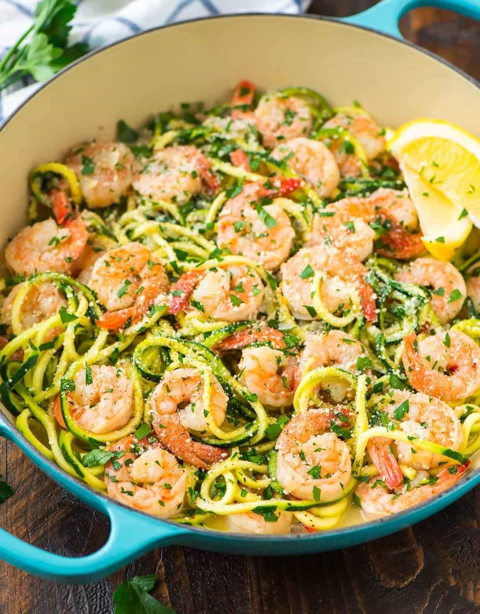 healthy shrimp scampi with zucchini noodles