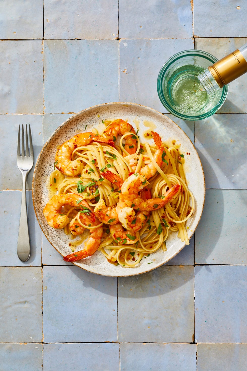 shrimp scampi with linguine