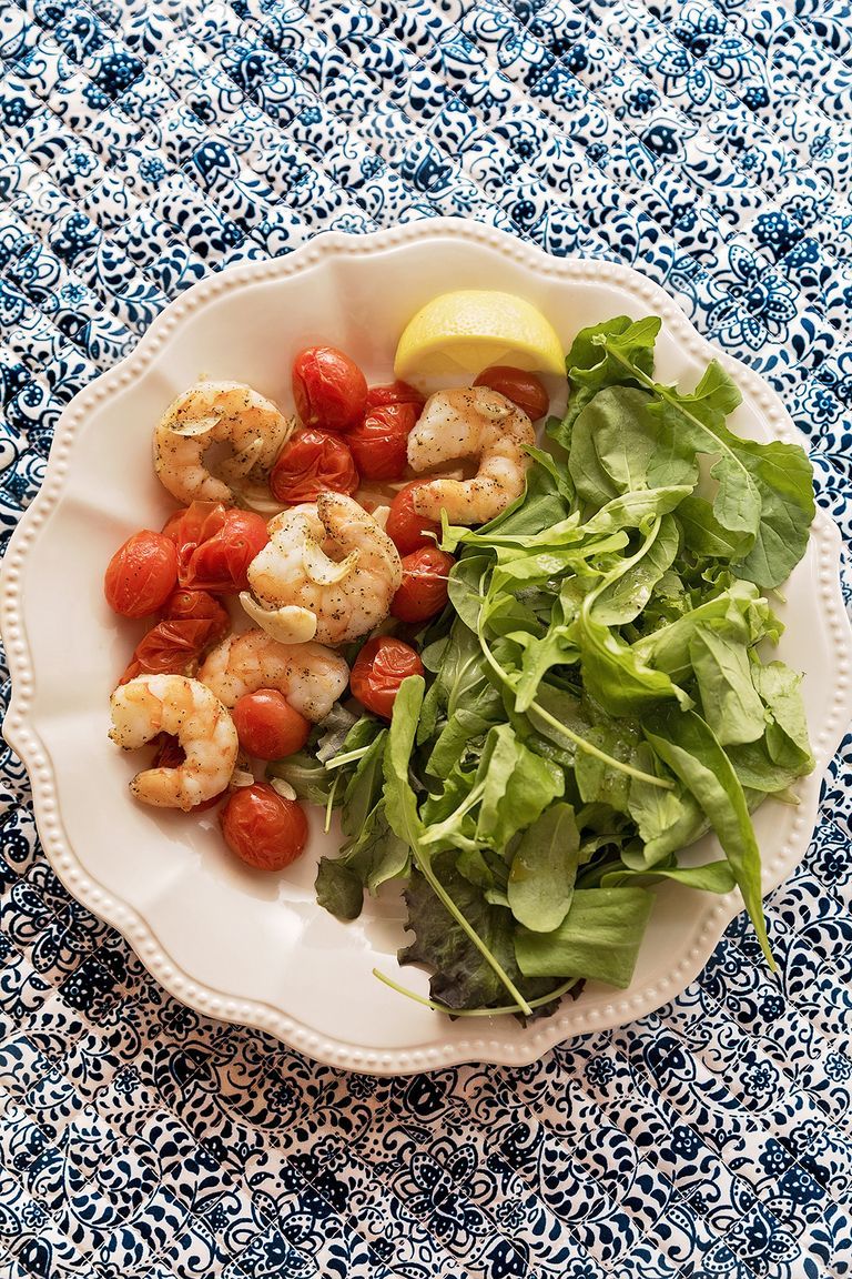 shrimp and tomato sheet pan dinner