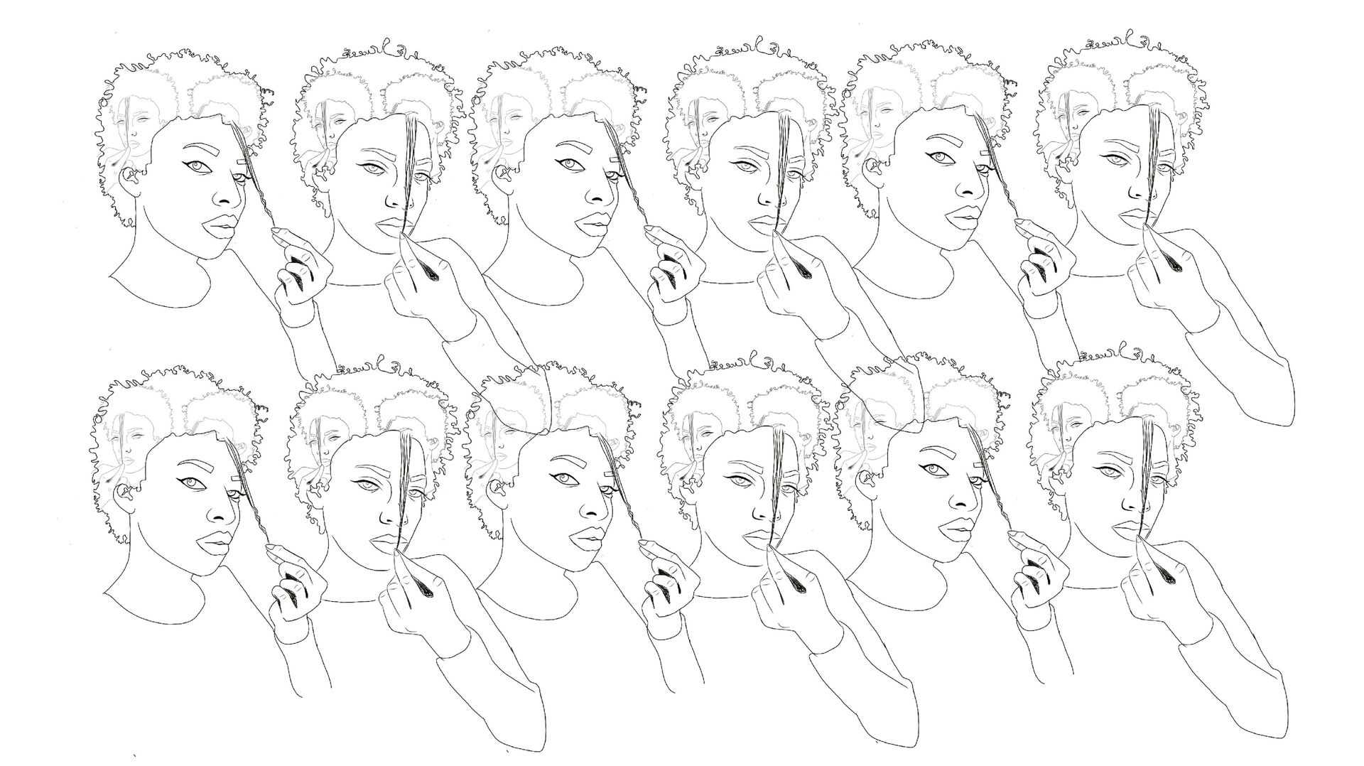 Line art, White, People, Head, Text, Hairstyle, Line, Hand, Drawing, Arm, 