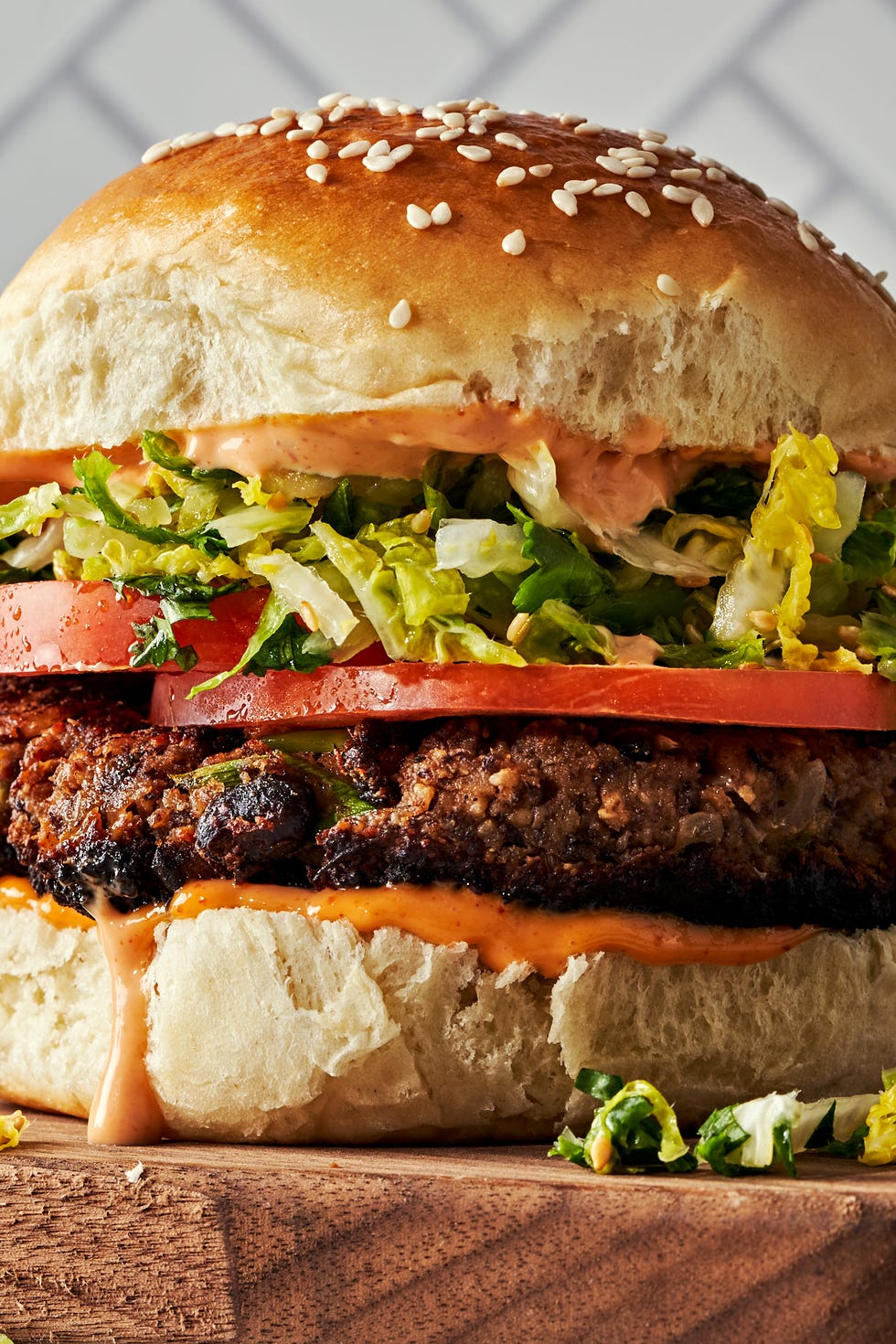 shroomami burgers with scallions and lime slaw