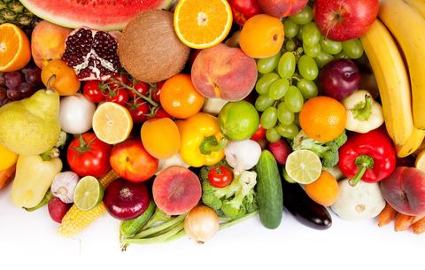 Fresh fruits and veggies full of fiber