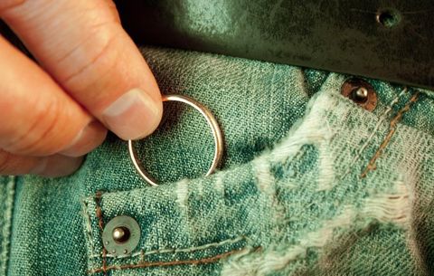 Putting wedding band in jean pocket