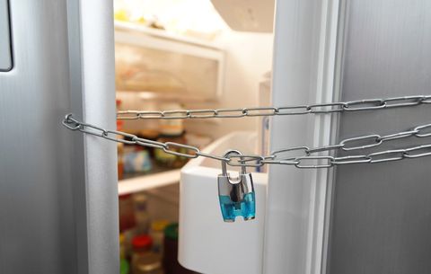 Refrigerator chained shut