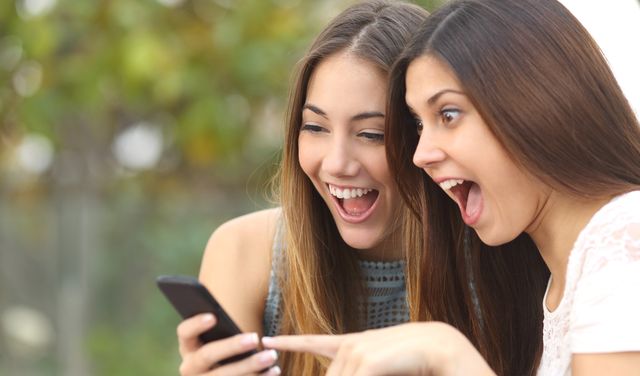 Facial expression, Friendship, Smartphone, Smile, Gadget, Fun, Electronic device, Technology, Mobile phone, Happy, 