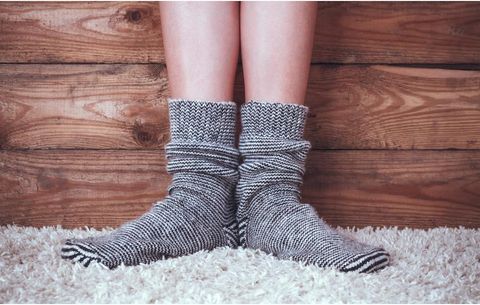 Feet with warm socks