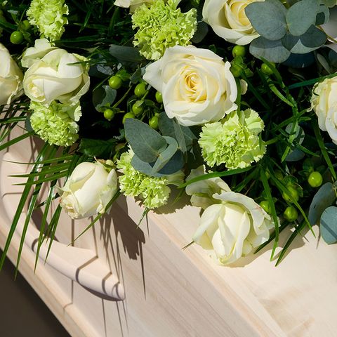 Casket with flowers