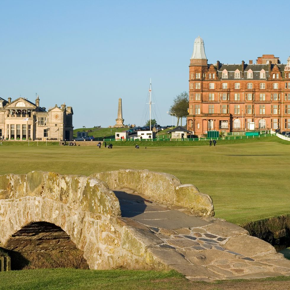 the famous swilcan bridge on the 18th hole of the old course links in st andrews, scotland shutterstock id 73931056 hearst io number   project manager