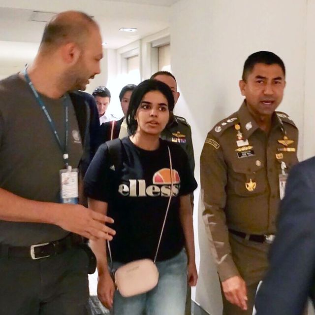 Saudi Arabian young woman seeking for asylum was stopped at Bangkok airport, Samut Prakan, Thailand - 07 Jan 2019