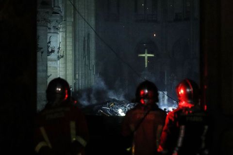 notre dame cathedral fire fighters damage after fire