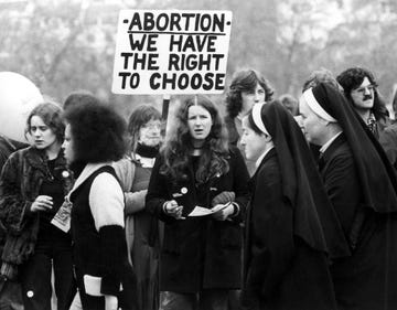 mandatory credit: photo by everett/shutterstock (10290371a) anti abortion rally and counter rally in hyde park, london, april 28, 1974. historical collection