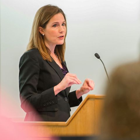 editorial use only handout no salesmandatory credit photo by matt cashoreuniversity of notre dame law school handoutepa efeshutterstock 10787150aa handout photo provided by the university of notre dame law school shows potential us supreme court nominee and current us court of appeals for the seventh circuit judge amy coney barrett teaching a class at notre dame law school in south bend, indiana, usa, on 11 april 2013 issued 23 september 2020 us president donald j trump will announce his choice for the replacement for justice ruth bader ginsburg at the white house in washington, dc on 26 september 2020 according to media reports judge amy coney barrett has emerged as us president trump's favoriteus court of appeals for the seventh circuit judge amy coney barrett, south bend, usa   11 apr 2013