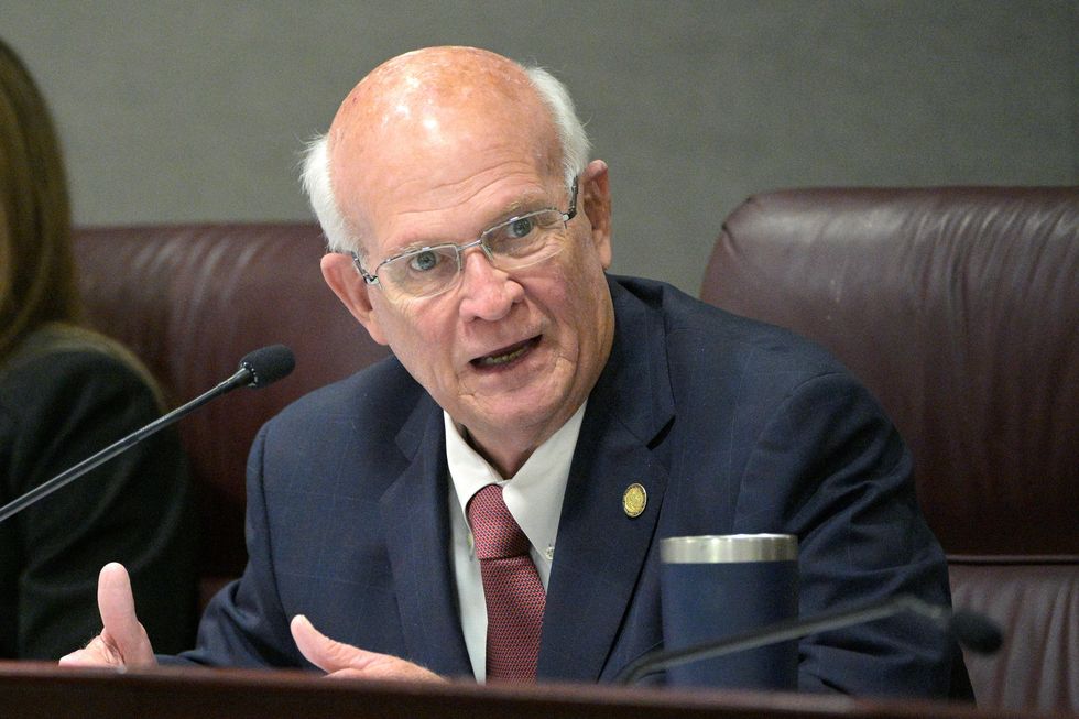 mandatory credit photo by phelan m ebenhackapshutterstock 12769582bcflorida sen dennis baxley makes a point during a senate community affairs committee meeting in a legislative session, in tallahassee, flaflorida challenging government, tallahassee, united states   12 jan 2022