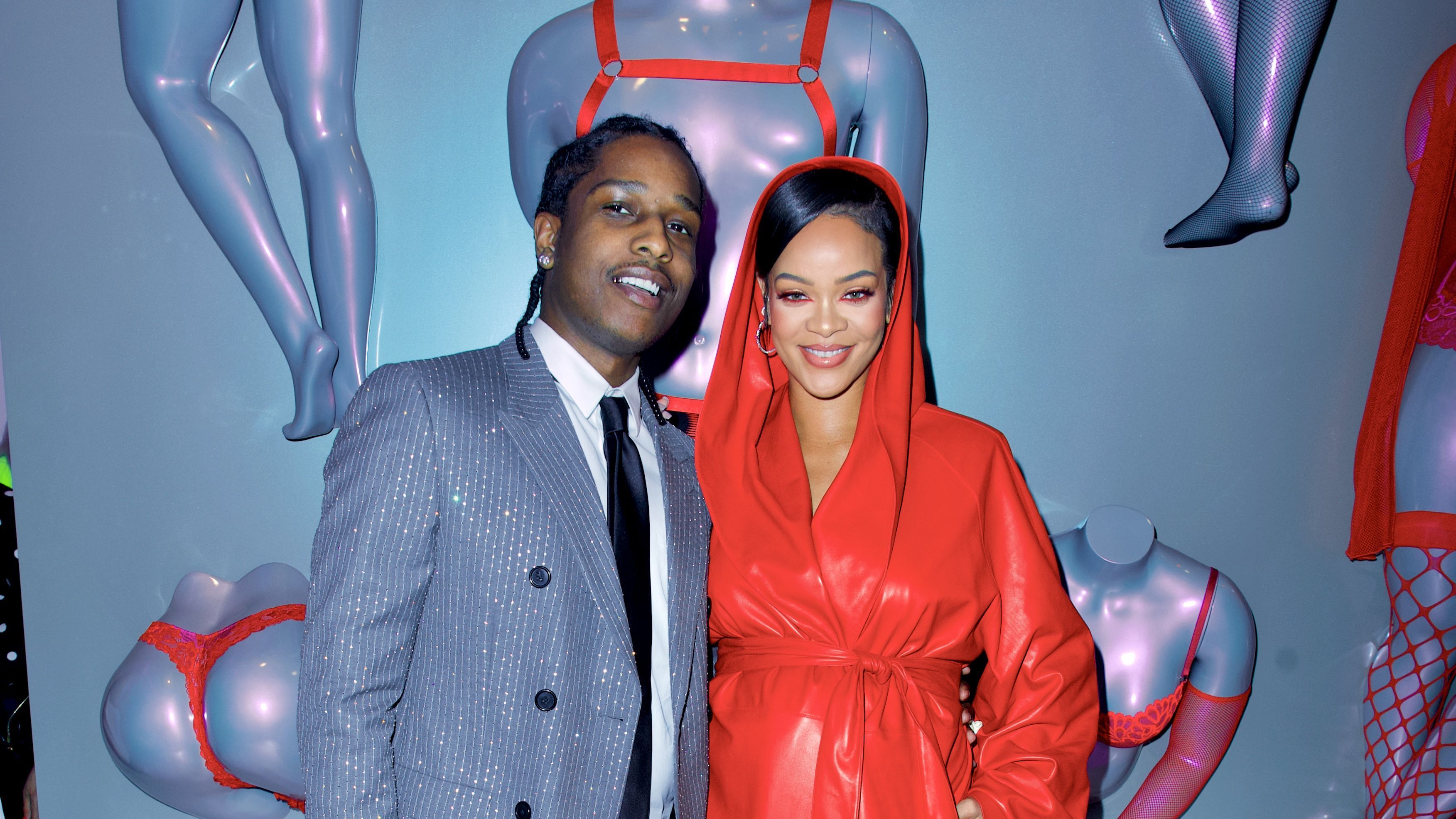 Rihanna Wears Red Leather Coat For Valentine'S Date With A$Ap Rocky