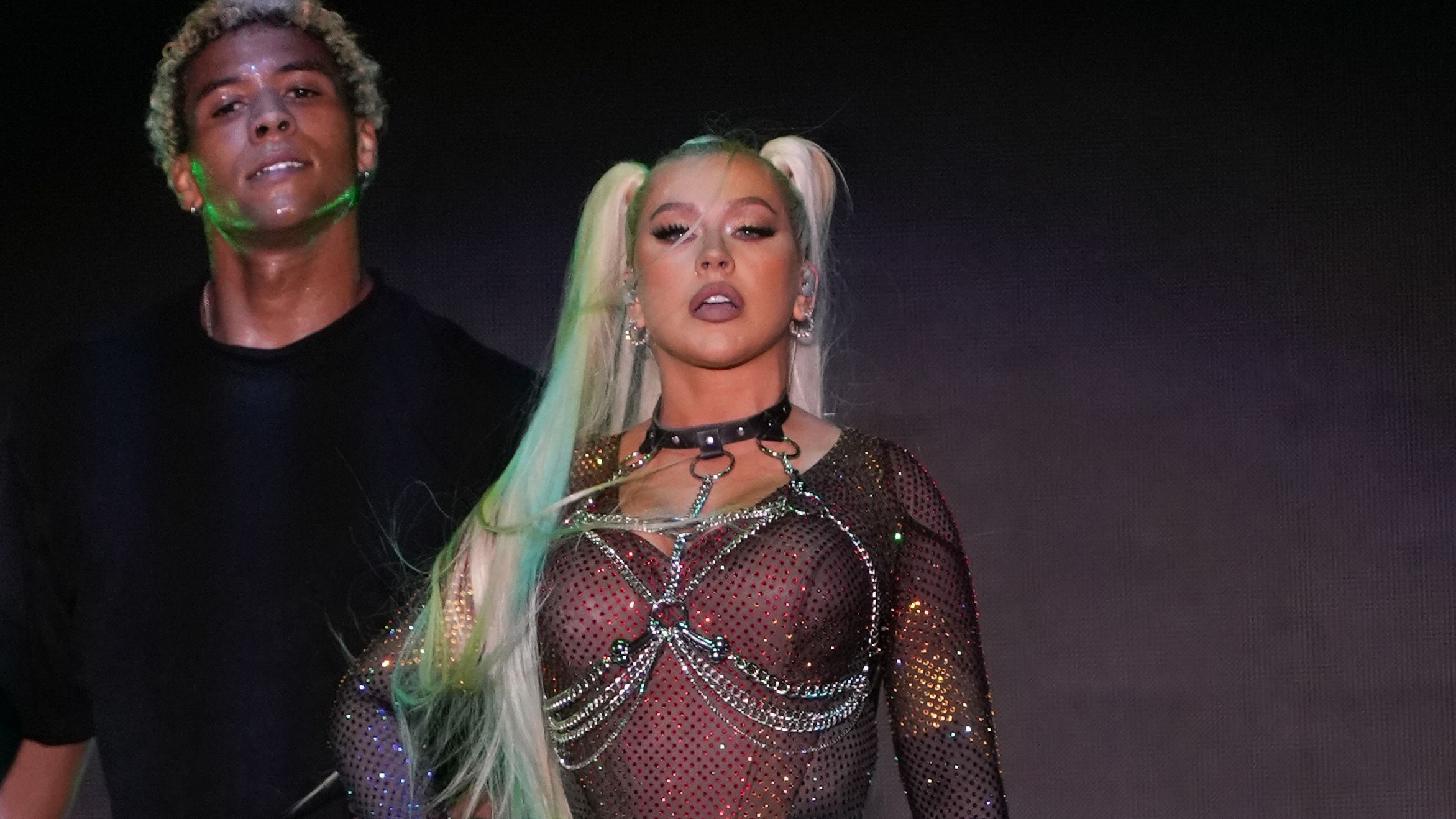 Christina Aguilera Takes the Stage in a Sequined Sheer Bodysuit for Pride