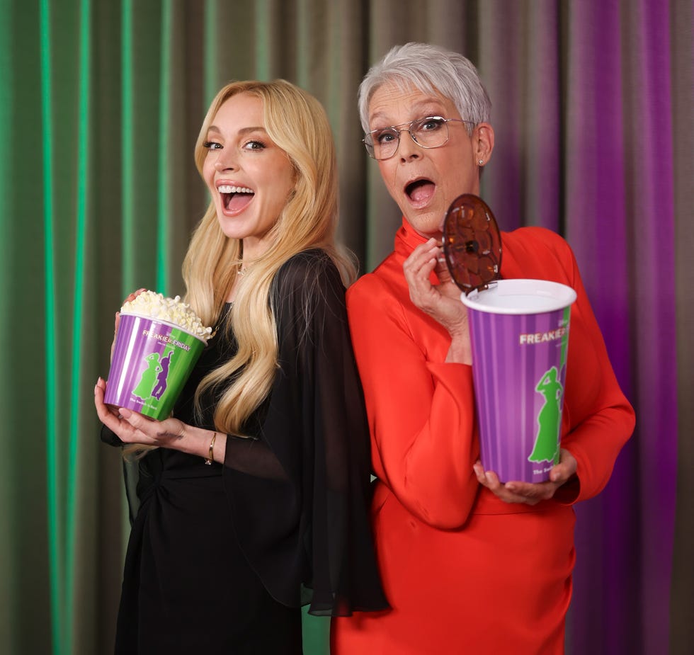 mandatory credit: photo by miles diggs for disney enterprises inc./shutterstock (15406405i) exclusive lindsay lohan and jamie lee curtis attends disneys freakier friday press junket exclusive lindsay lohan attends disneys freakier friday press junket, los angeles, california 19 jul 2025