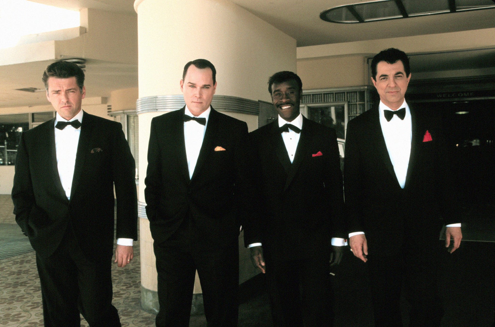 editorial use only no book cover usage mandatory credit photo by stephen vaughanhbooriginal filmkobalshutterstock 5880935h angus mcfadyen, ray liotta, don cheadle, joe mantegna the rat pack 1998 director rob cohen hbooriginal film usa television comedy